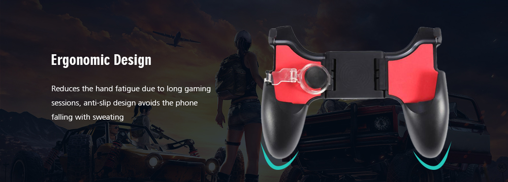 L1R1 Trigger with Mobile Game Handle Grip Controller Physical Aim Buttons Joysticks for PUBG- Black