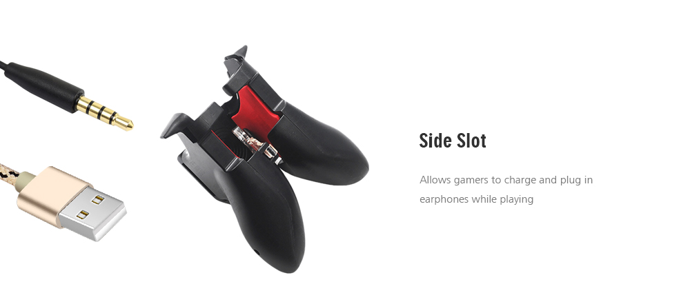 L1R1 Trigger with Mobile Game Handle Grip Controller Physical Aim Buttons Joysticks for PUBG- Black