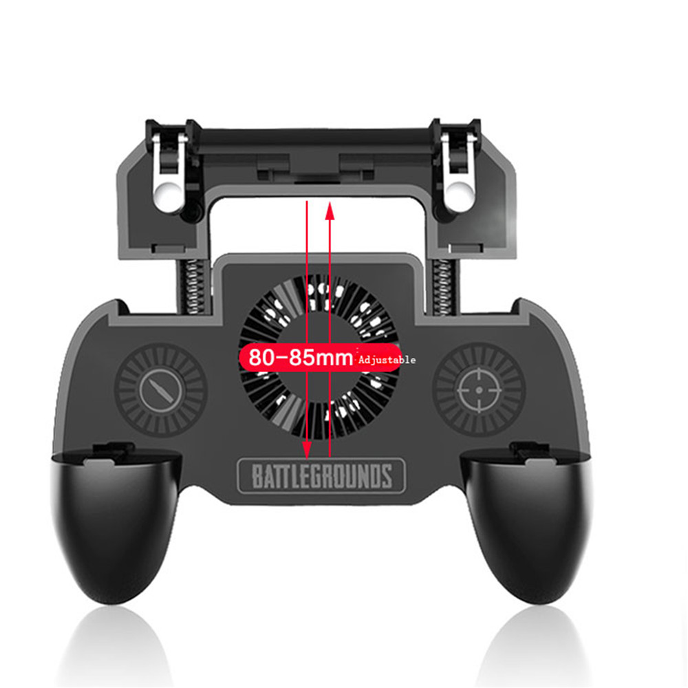 Mobile Game Charger Cooling Fan with 4000mAh Battery L1R1 Trigger Joystick Controller- Black