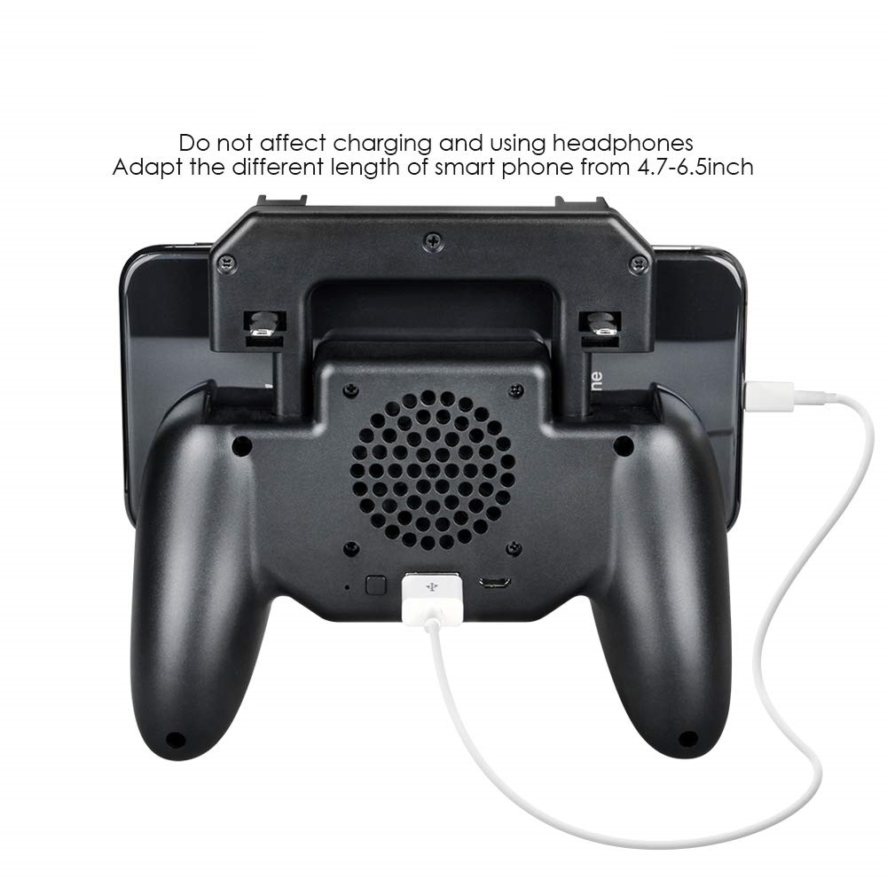 Mobile Game Charger Cooling Fan with 4000mAh Battery L1R1 Trigger Joystick Controller- Black