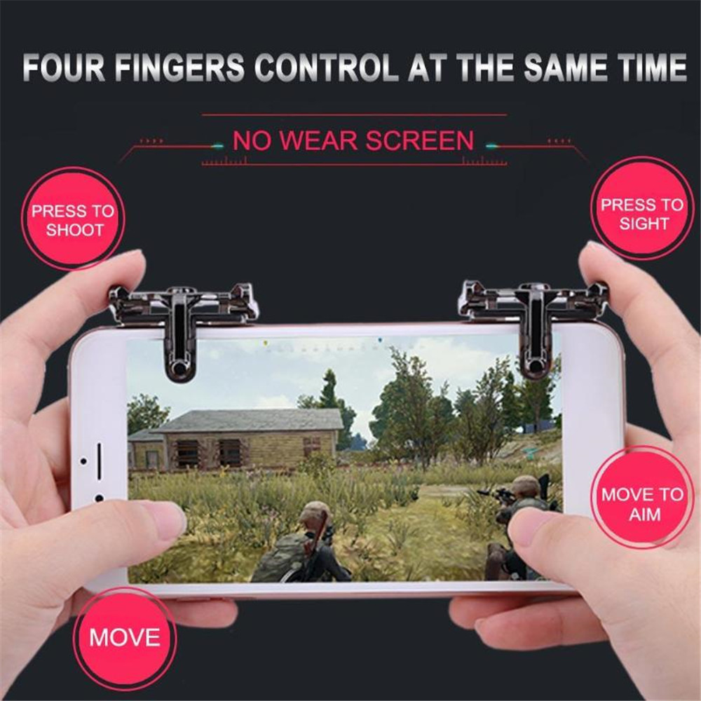 2 PCS Mobile Game Controller D2 L1R1- Black
