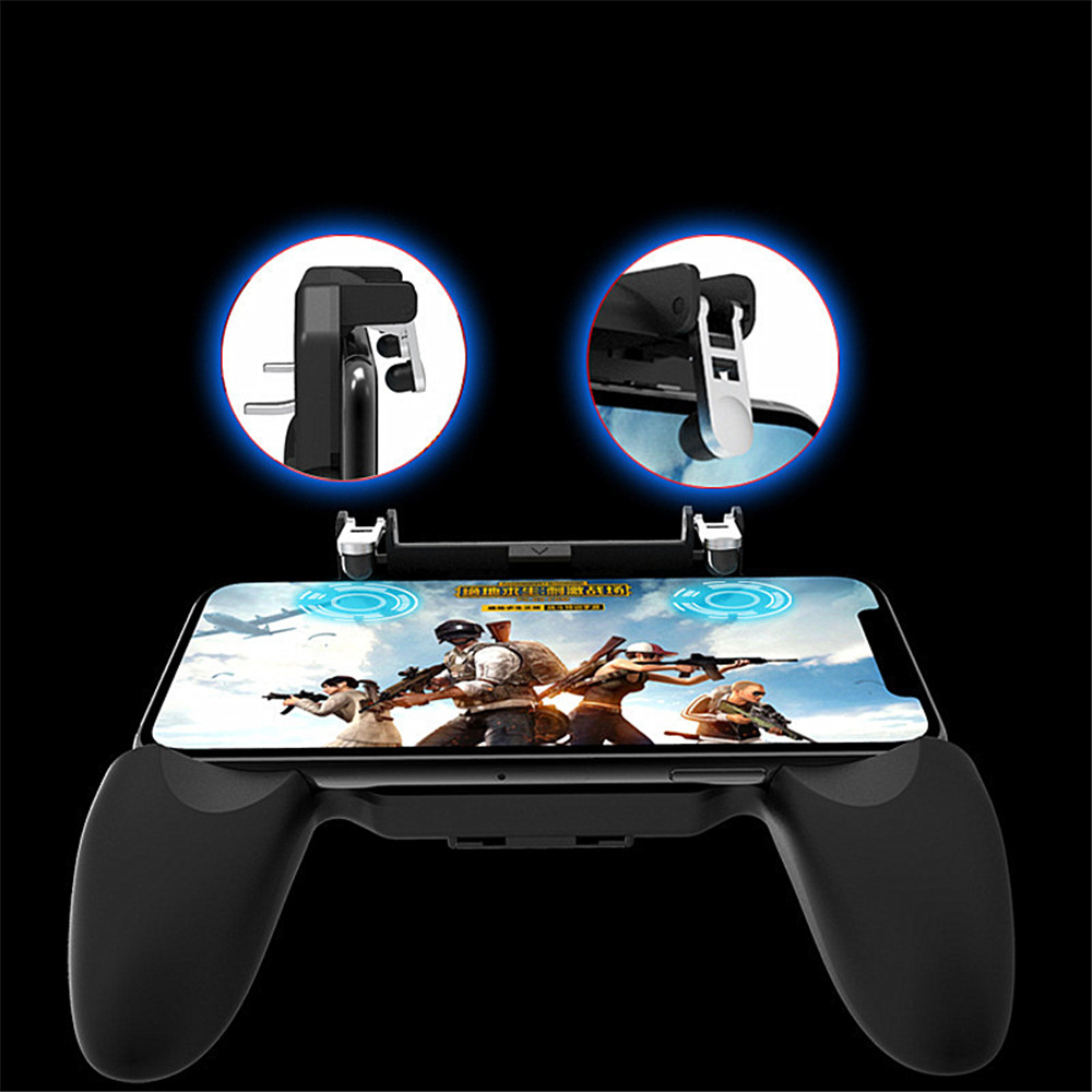 Mobile Game Controller Cellphone Fire Button Trigger Gaming Grip with Joystick- Black