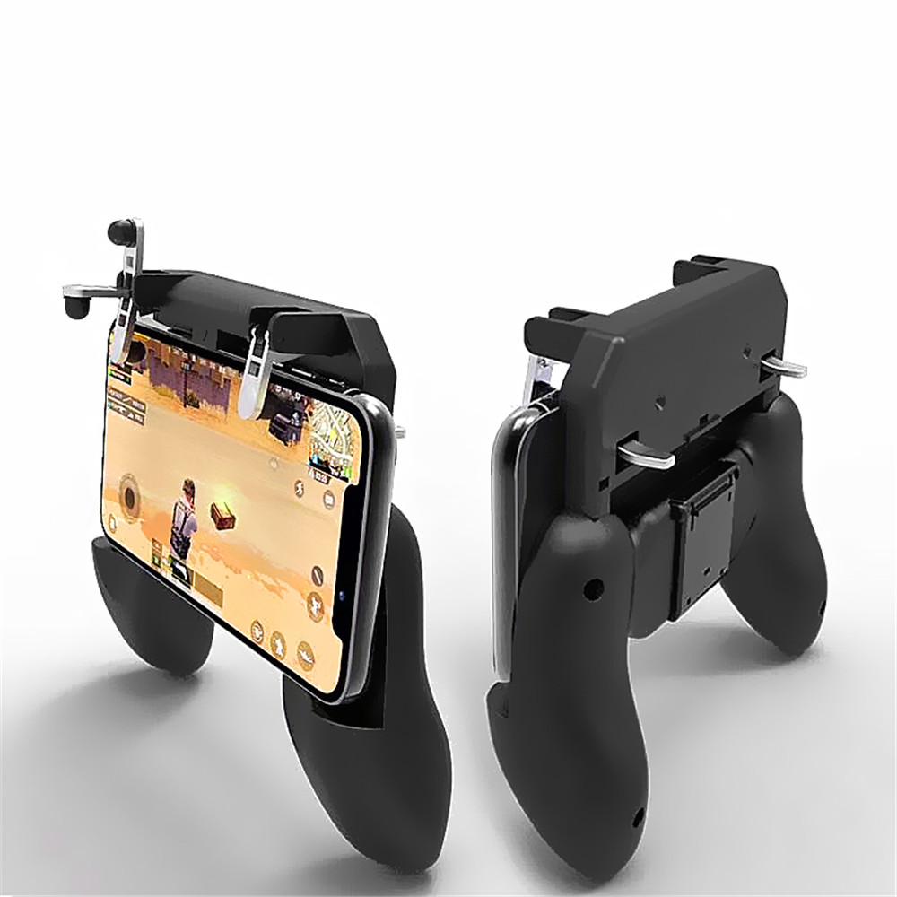 Mobile Game Controller Cellphone Fire Button Trigger Gaming Grip with Joystick- Black