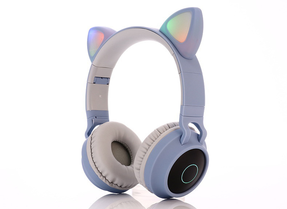 BT-028C Light-emitting Cartoon Cat Ears Girl Headset Wireless Bluetooth Headphone - Blue BT-028C Light-emitting Cartoon Cat Ears Girl Headset Wireless Bluetooth Headphone - Blue
