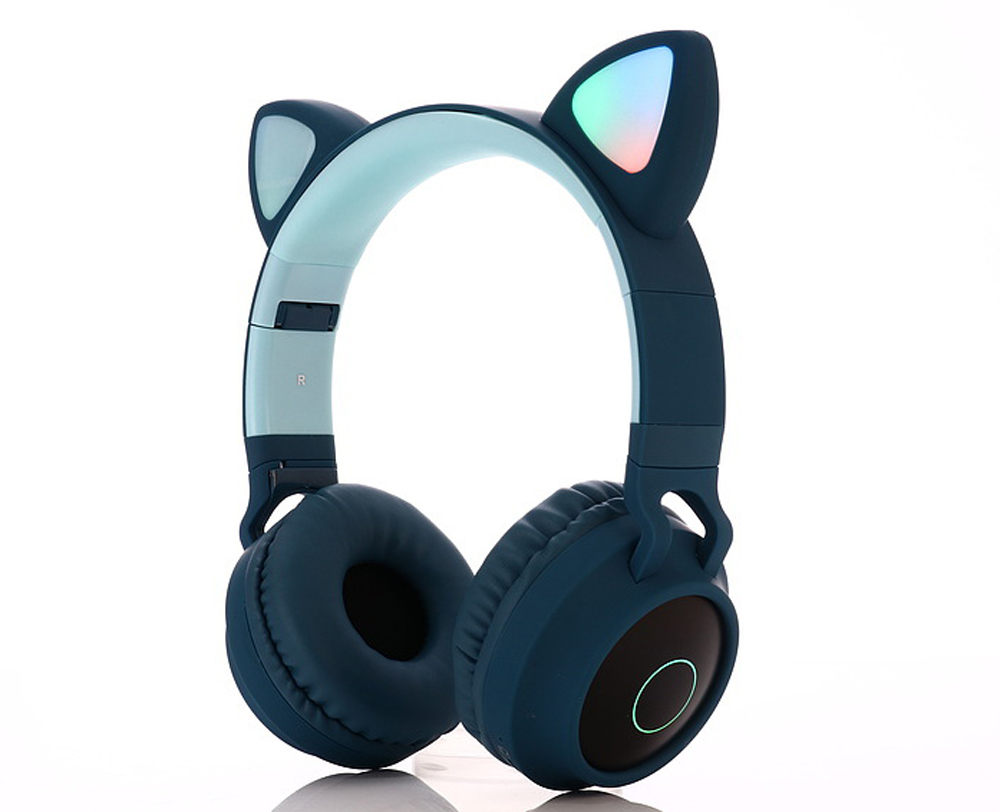 BT-028C Light-emitting Cartoon Cat Ears Girl Headset Wireless Bluetooth Headphone - Blue BT-028C Light-emitting Cartoon Cat Ears Girl Headset Wireless Bluetooth Headphone - Blue
