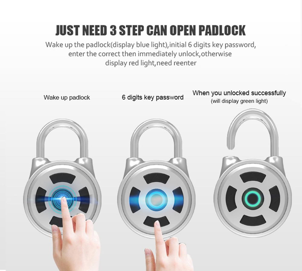Pl-M1 Smart Electrical Bluetooth Padlock Keyless Lock- Silver