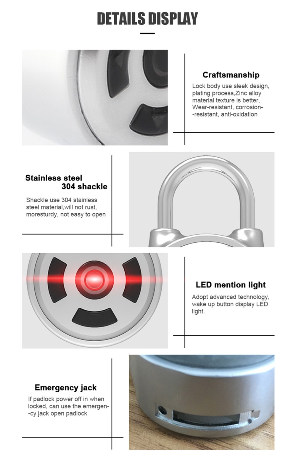 Pl-M1 Smart Electrical Bluetooth Padlock Keyless Lock- Silver