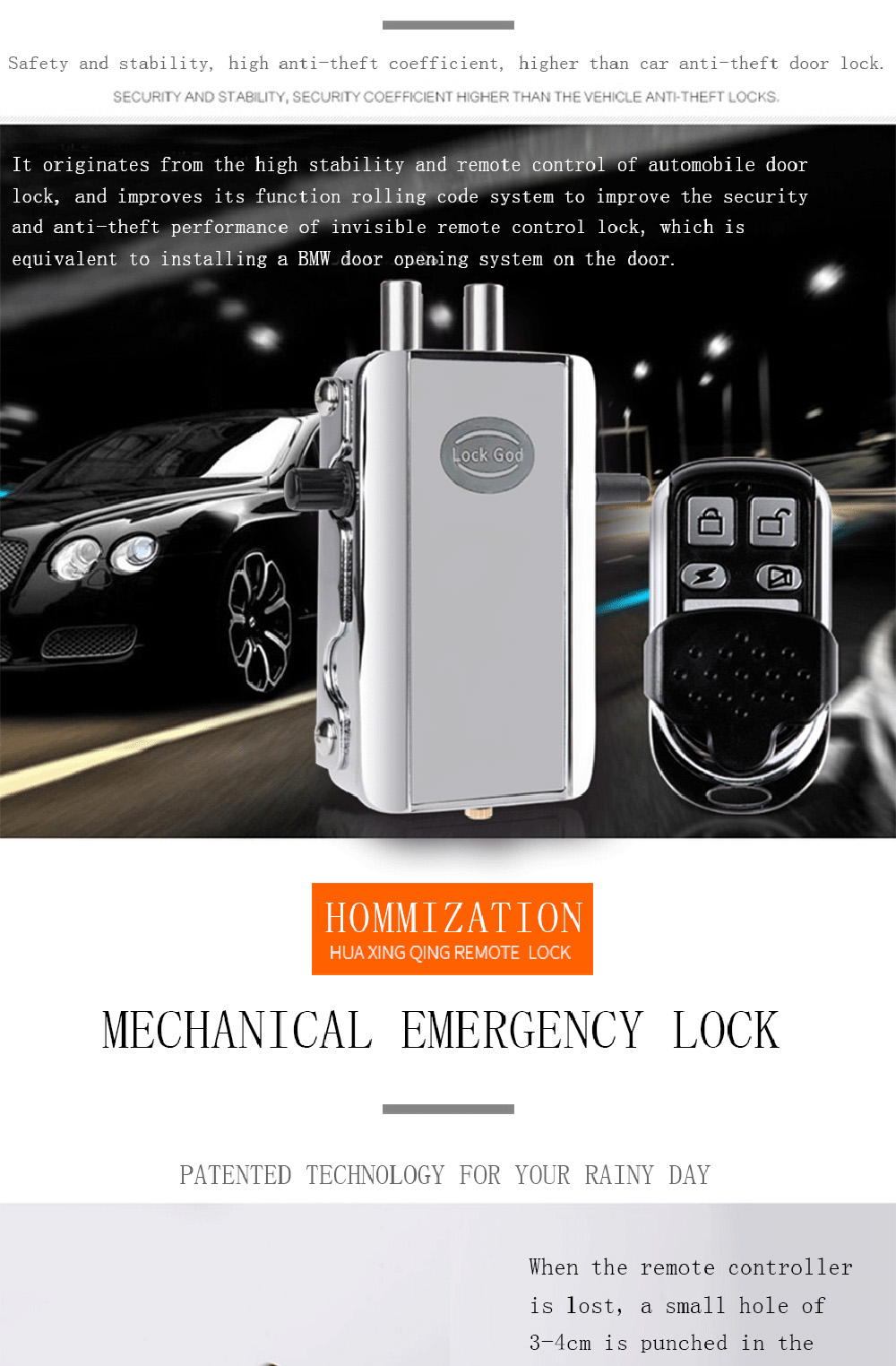 HXQ910 Intelligent Home Electric Remote Control Door Lock Mechanical Anti-Theft - Silver 1pc HXQ910 Intelligent Home Electric Remote Control Door Lock Mechanical Anti-Theft - Silver 1pc