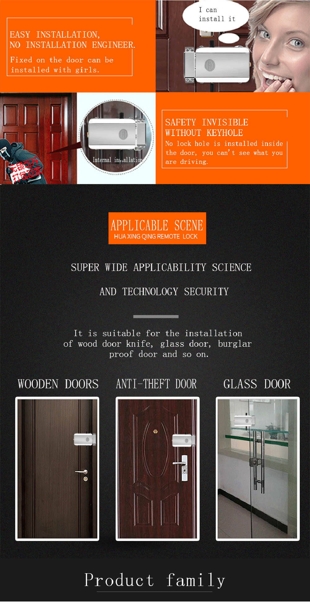 HXQ910 Intelligent Home Electric Remote Control Door Lock Mechanical Anti-Theft - Silver 1pc HXQ910 Intelligent Home Electric Remote Control Door Lock Mechanical Anti-Theft - Silver 1pc