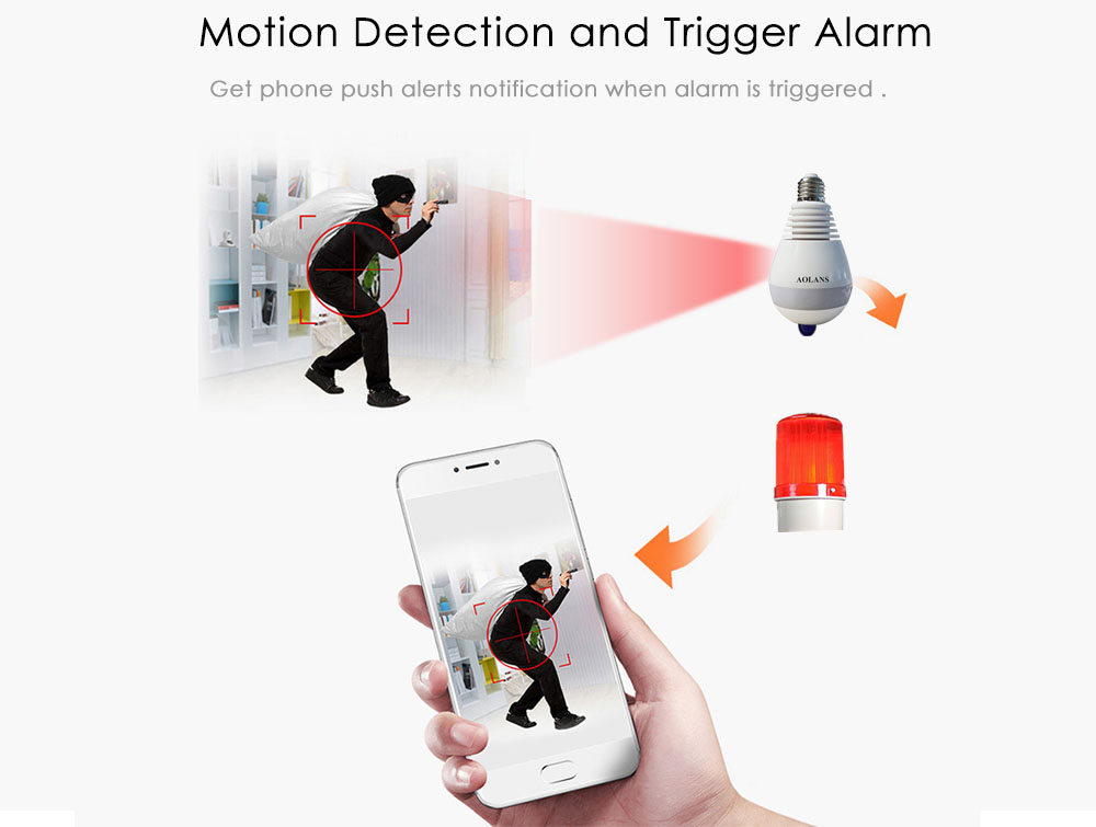 V380S Bulb Camera WiFi Wireless Smart Phone Remote Control 360 Degrees VR Cam Panoramic HD Monitor for Home Security - White V380S Bulb Camera WiFi Wireless Smart Phone Remote Control 360 Degrees VR Cam Panoramic HD Monitor for Home Security - White