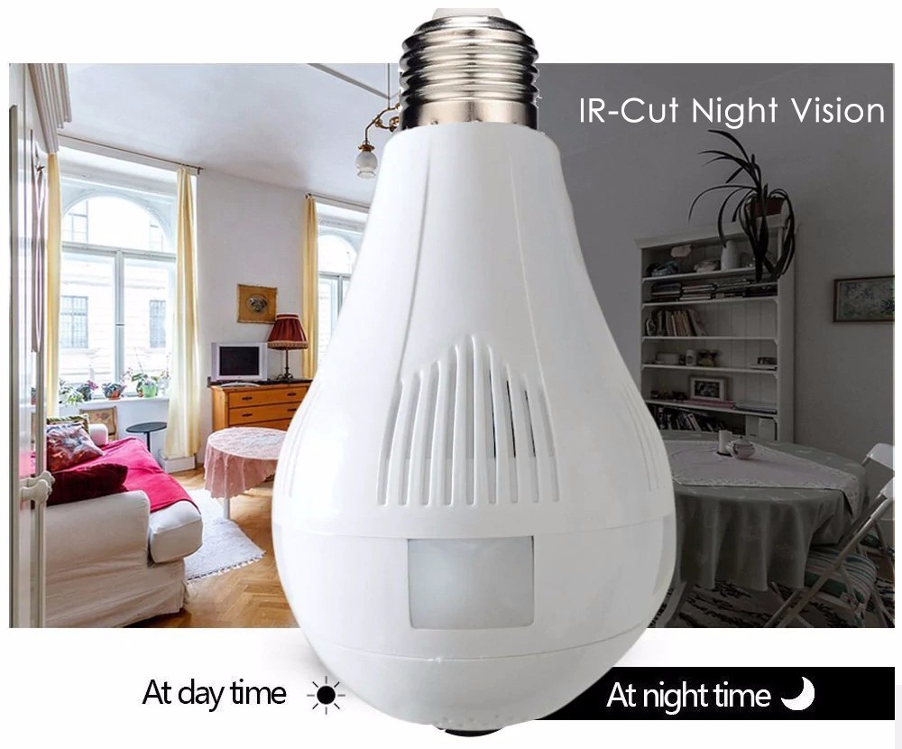 V380S Bulb Camera WiFi Wireless Smart Phone Remote Control 360 Degrees VR Cam Panoramic HD Monitor for Home Security - White V380S Bulb Camera WiFi Wireless Smart Phone Remote Control 360 Degrees VR Cam Panoramic HD Monitor for Home Security - White