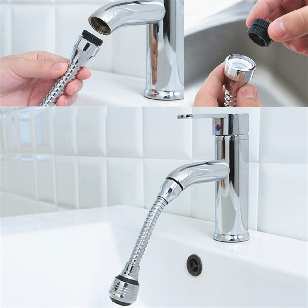 360 Rotate 3 Level Adjustable Saving Kitchen Shower Faucet Accessories - Silver