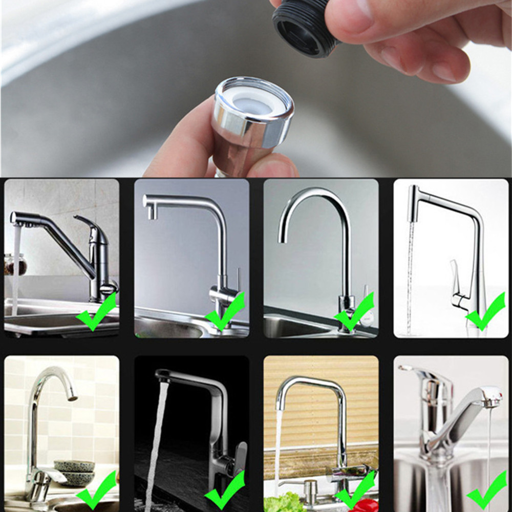 360 Rotate 3 Level Adjustable Saving Kitchen Shower Faucet Accessories - Silver