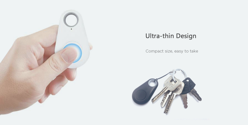 Water Droplet Shaped Smart Finder Tag Wireless Bluetooth Locator Tracker Anti-lost Alarm- White