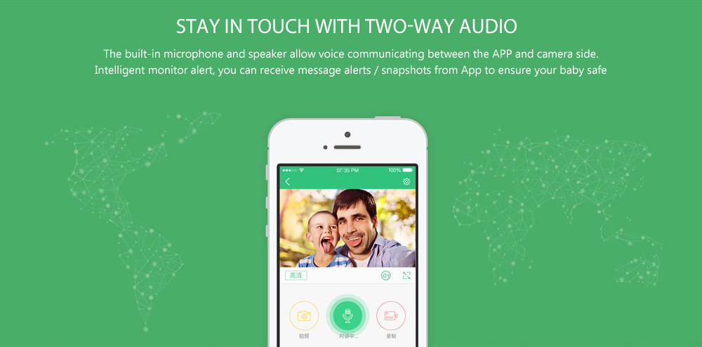 V380 HD 720P Smart IP Camera WiFi Mobile Remote Control with IR / PTZ Function for Home Security- White EU Plug