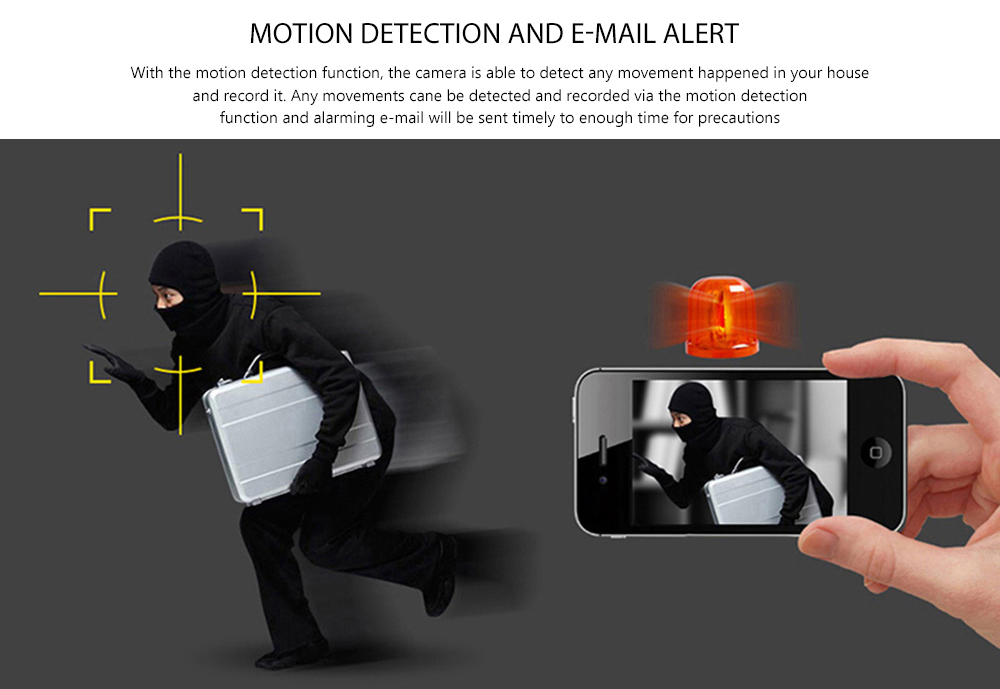 V380 HD 720P Smart IP Camera WiFi Mobile Remote Control with IR / PTZ Function for Home Security- White EU Plug