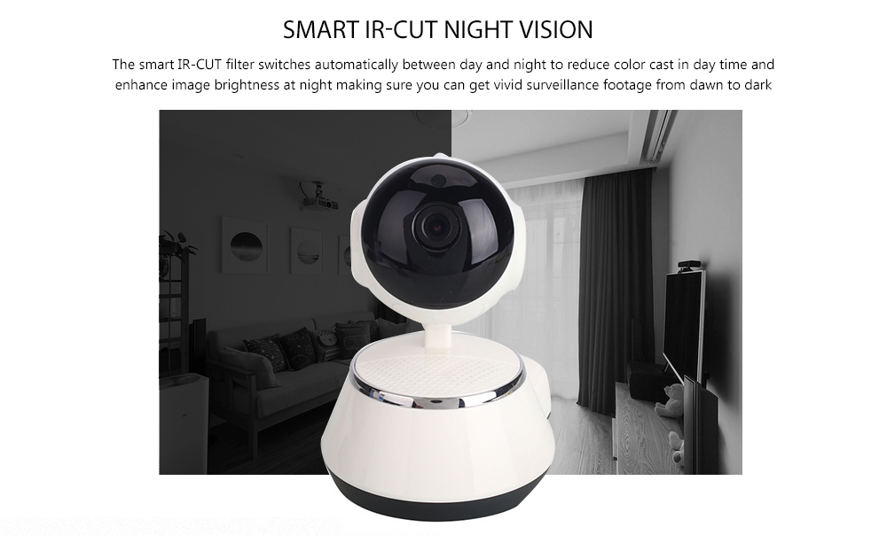 V380 HD 720P Smart IP Camera WiFi Mobile Remote Control with IR / PTZ Function for Home Security- White EU Plug