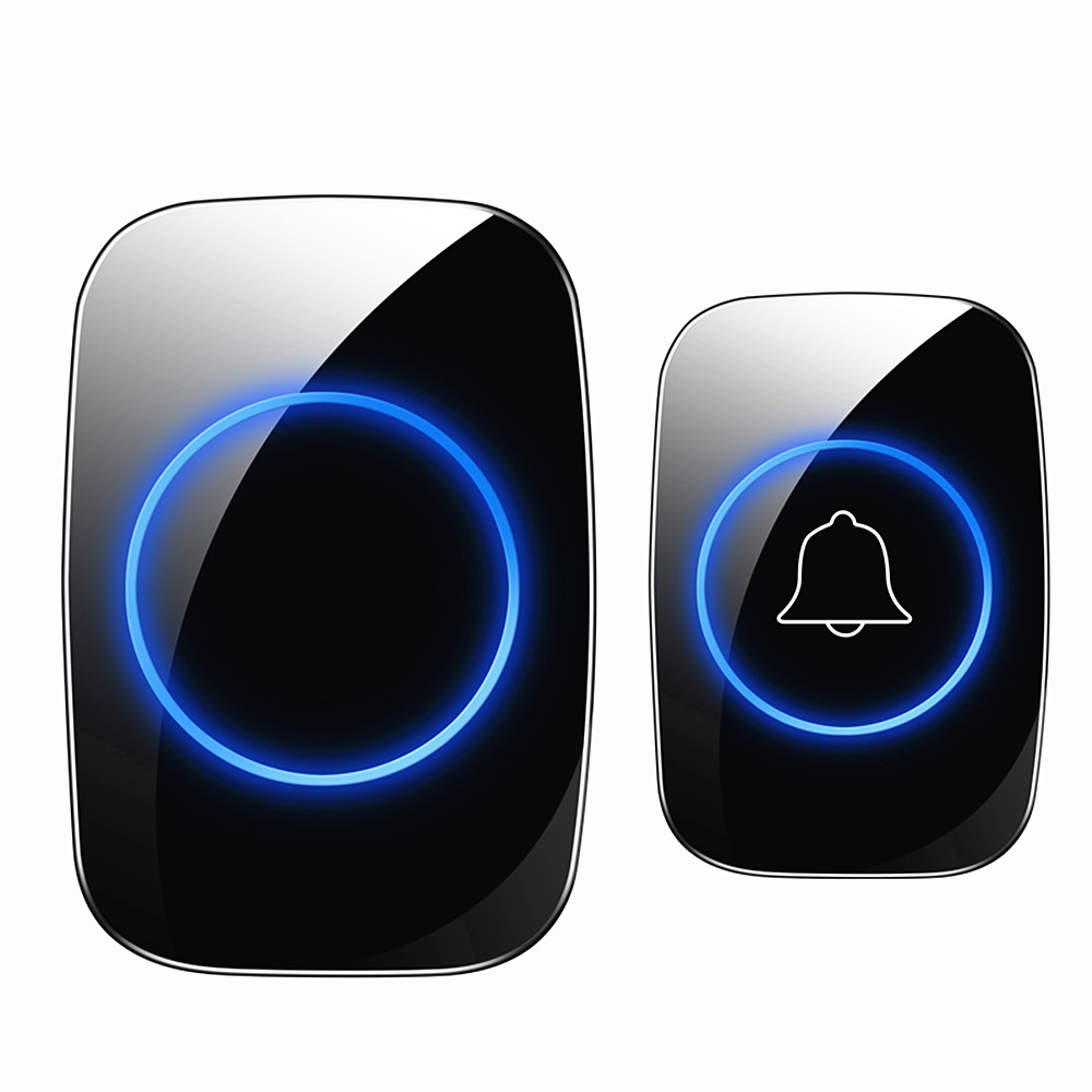 Smart Home Wireles Doorbell Buzzer-Beaters Waterproof Function of Remote Control - Black EU Plug