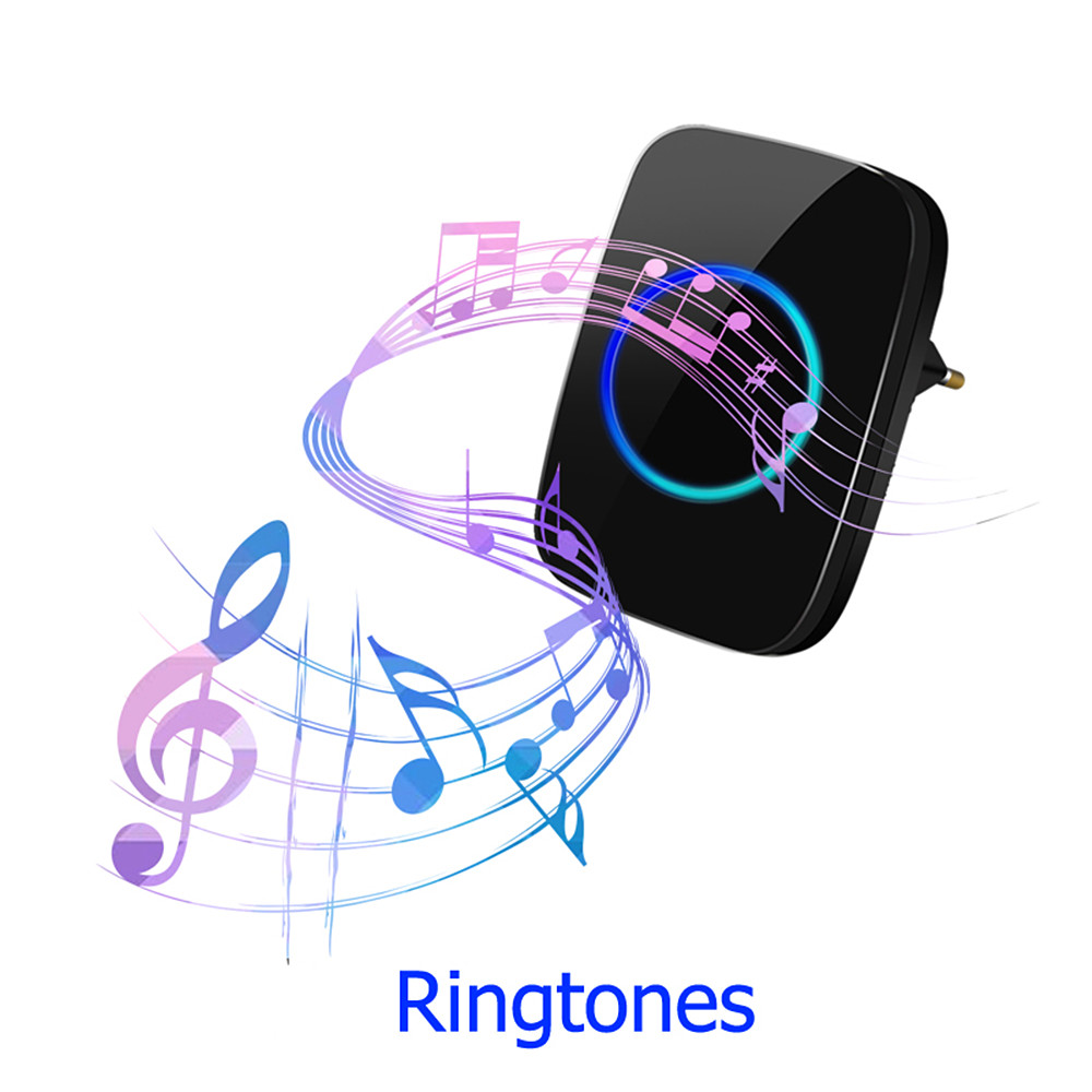 Smart Home Wireles Doorbell Buzzer-Beaters Waterproof Function of Remote Control - Black EU Plug