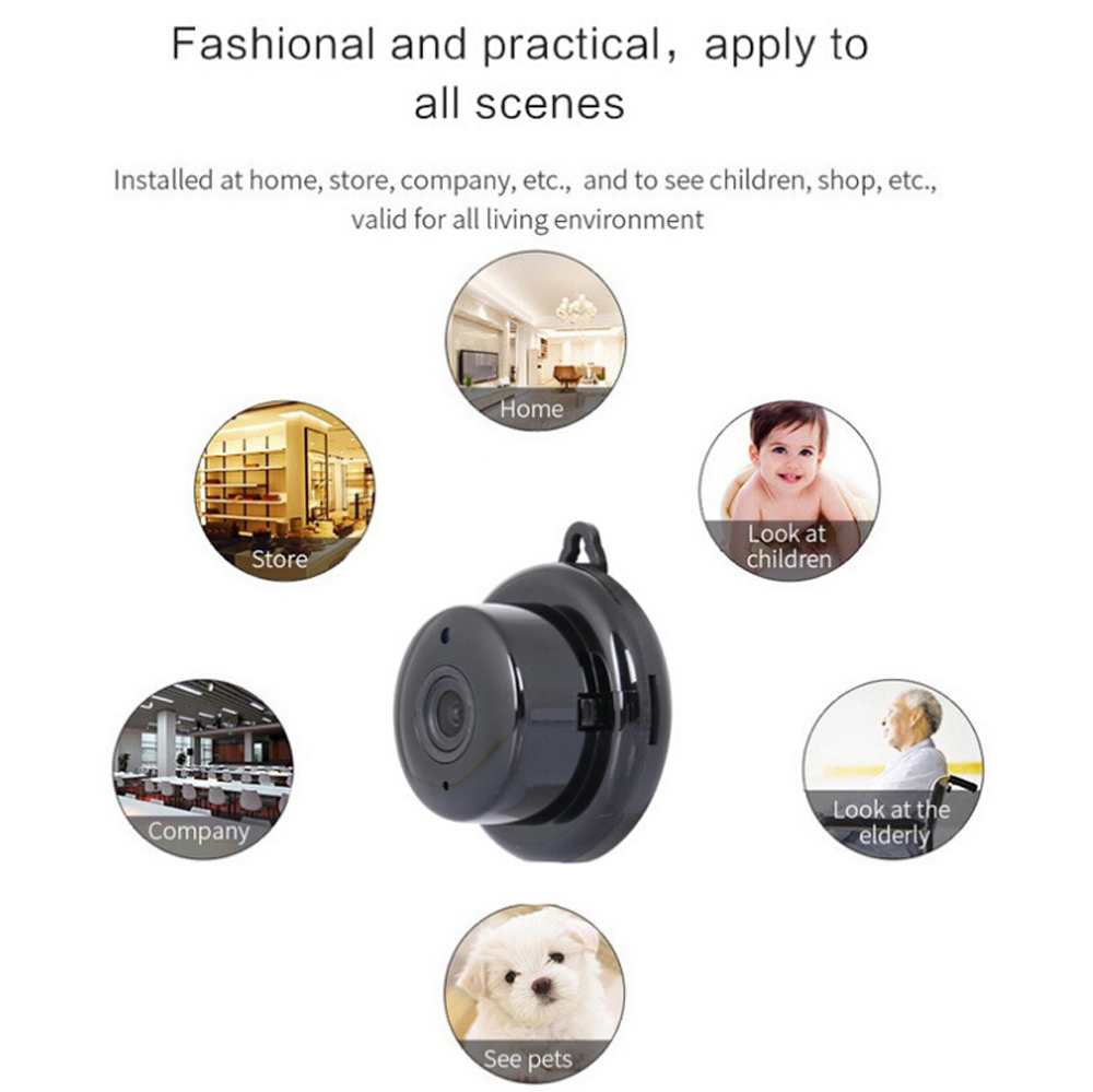 V380 Mini Monitor HD Night Vision IP Camera - Black UK Plug