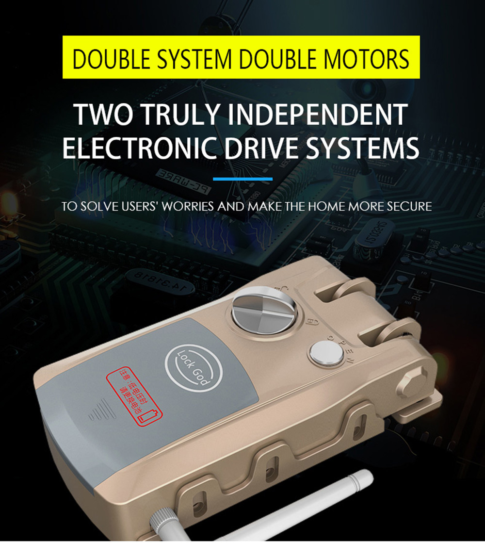 HXQ920 Wireless Smart Electronic Door Lock APP Phone Control Remote Control Invisible Lock Home Security - Champagne Gold