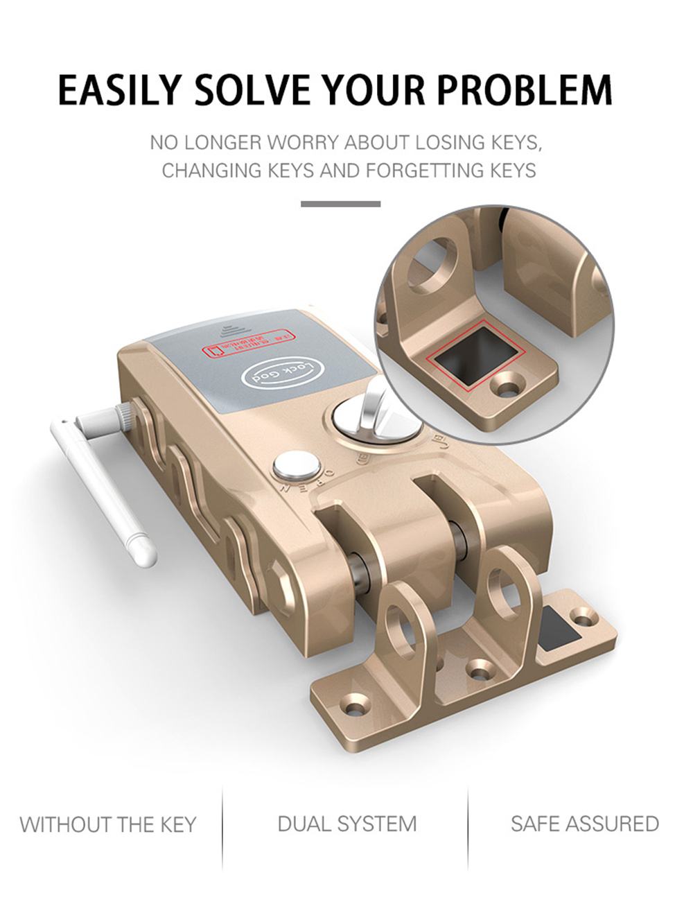 HXQ920 Wireless Smart Electronic Door Lock APP Phone Control Remote Control Invisible Lock Home Security - Champagne Gold