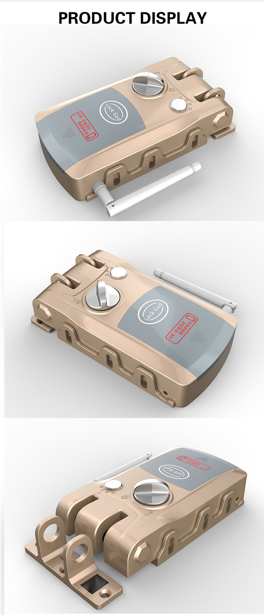 HXQ920 Wireless Smart Electronic Door Lock APP Phone Control Remote Control Invisible Lock Home Security - Champagne Gold