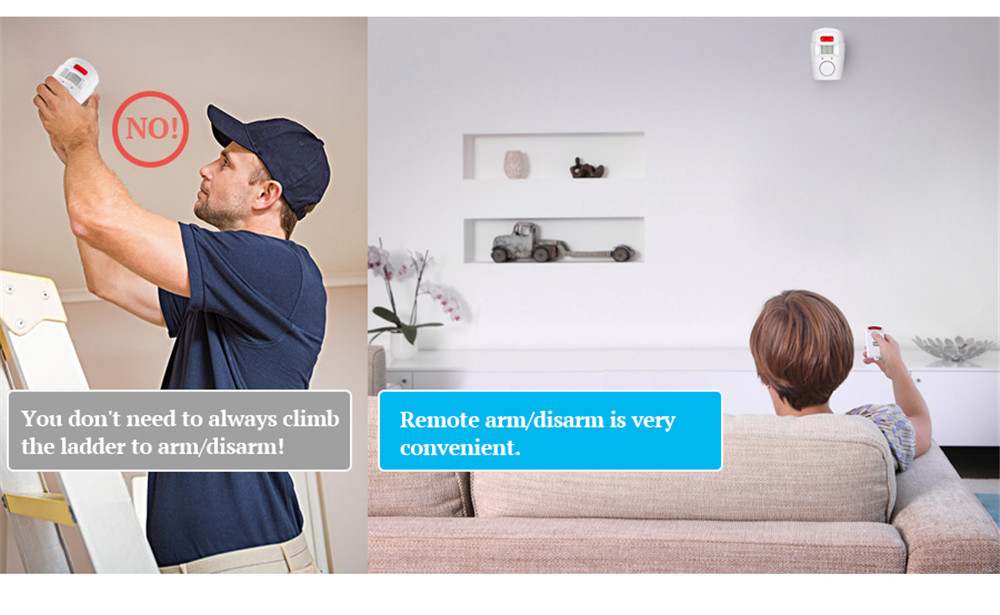 Portable IR Wireless Motion Sensor Remote Home Security Burglar Alarm System - White