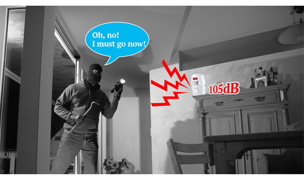 Portable IR Wireless Motion Sensor Remote Home Security Burglar Alarm System - White