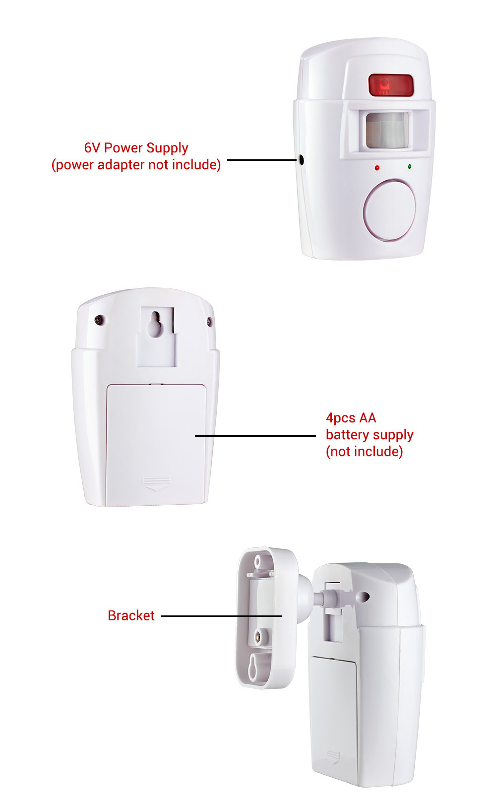 Portable IR Wireless Motion Sensor Remote Home Security Burglar Alarm System - White